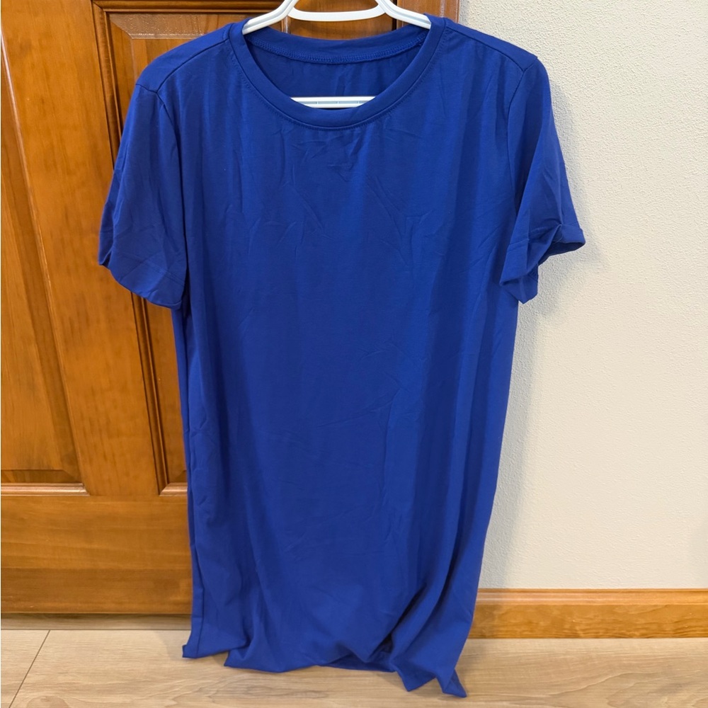 Classic Crewneck T-Shirt Dress in Royal Blue